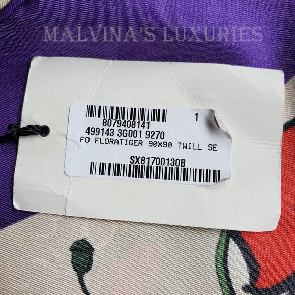 GUCCI SCARF SILK TIGER ICONIC FLORA PRINT SQUARE VIBRANT FOULARD 35" - Picture 16 of 16